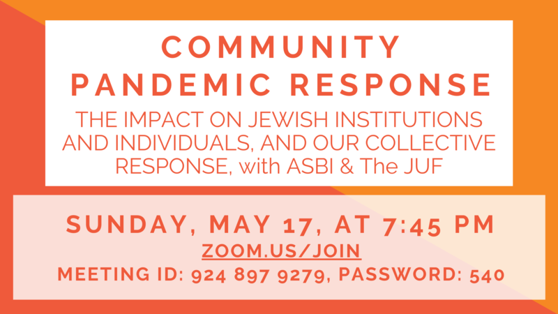 Banner Image for Community Pandemic Update: The impact on Jewish institutions and individuals and our collective response